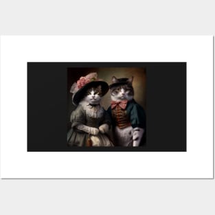 Cat Couple in Victorian Costume Posters and Art